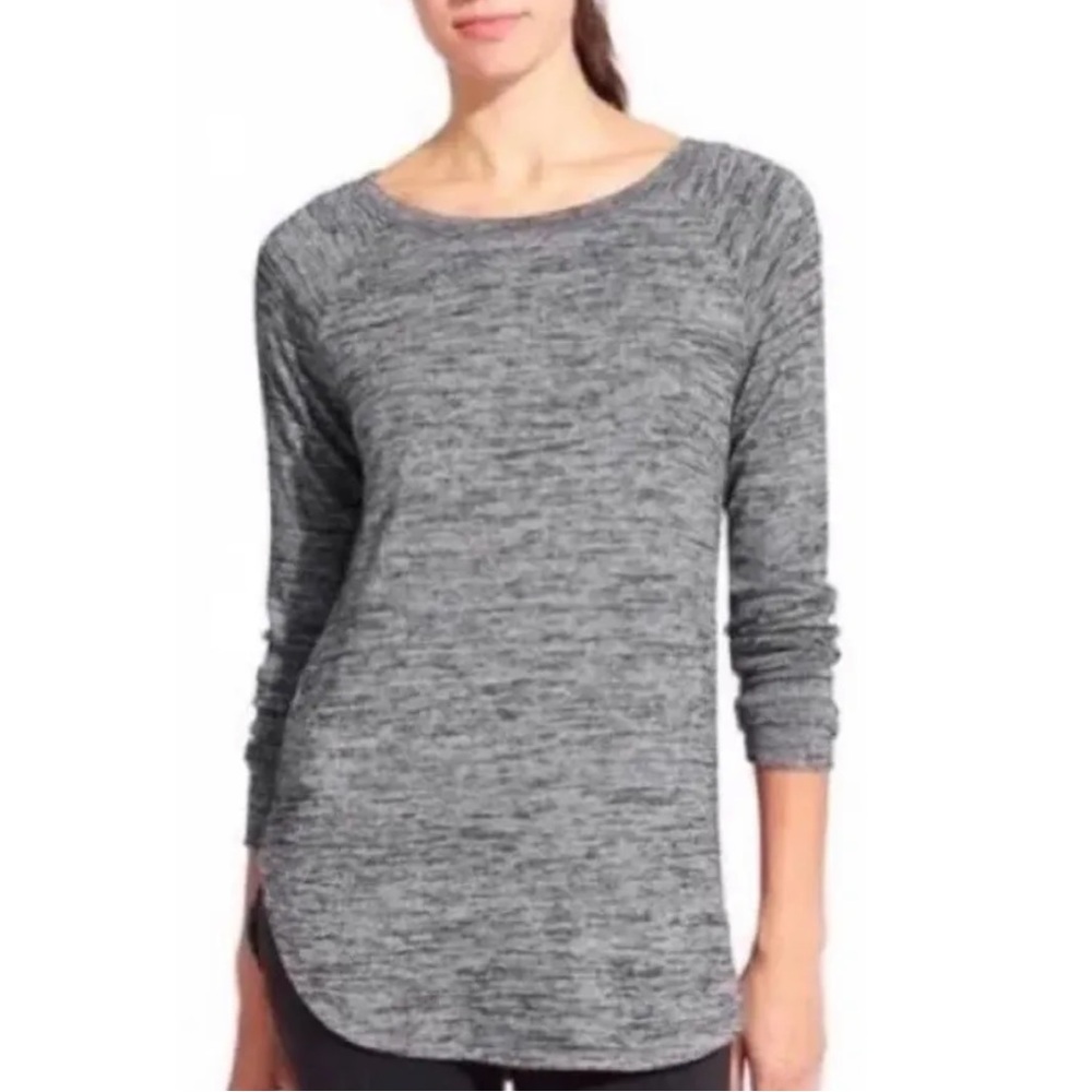 Athleta Luxe Pose‎ Heathered Gray Long Sleeve Sweater Top Small